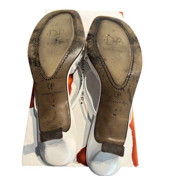 Donald J Pliner white open toe kitten block heel slide sandals Hydi-B09 sz 9 M - Picture 14 of 16